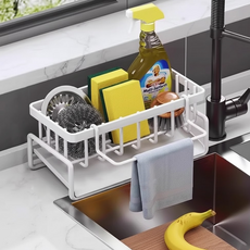 ROI Life 水槽多孔瀝水籃 抹布架 23 x 9 x 10 cm, 乳白色, 3個