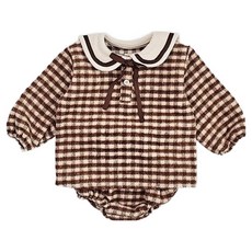 BEBENINE 嬰幼兒格紋水手領燈籠褲套裝