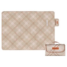 BLACK DOG 黑狗 可折疊戶外露營防水地墊 BD242, 米色格紋