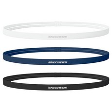 SKECHERS 修身運動髮帶3件組, 黑色, 白色, 海軍藍, 1套