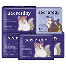 secretday Love系列衛生棉組合 14片 + 10片 4包, 1套, 54片, 29cm + 36cm