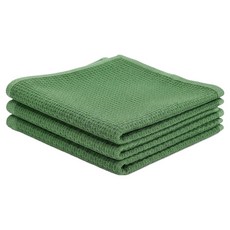 Tradeway 附掛環優質純棉鬆餅格紋抹布 綠色, 3個