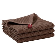 Tradeway 附掛環優質純棉鬆餅格紋抹布洗臉巾 棕色, 3個