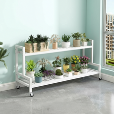 移動式陽臺階梯型花盆架 120cm, 白色, 2層