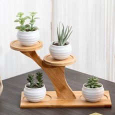 Everight 竹製多用途花盆架 長型, 原木, 2層