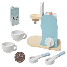 Daon 廚房原木道具 咖啡機扮家家酒套組, 混合顏色, 1套