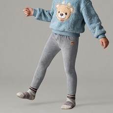 조이멀티 아동용 라벨곰 기모 골지 레깅스 팬츠