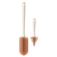 MOTHER-K QQ極效水杯奶瓶矽膠刷 2件組 奶瓶刷 + 奶嘴刷, 櫻花, 1套