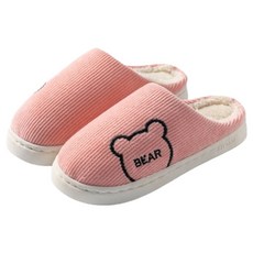 Sonio 小熊系列毛絨室內拖鞋, 01 粉紅色, 1個