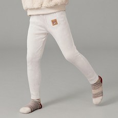 JOYMULTI 兒童款標籤熊刷毛羅紋內搭褲