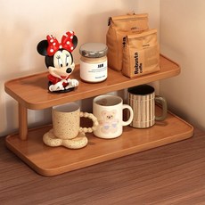 Jeritage 頂級多用途杯子展示架 2層 30cm, 棕色, 1個