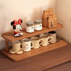 Jeritiji 高級多用途杯子展示架 2層 50cm, 棕色, 1個