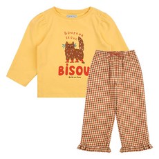 Bebedepino Underwear 兒童貓咪格紋睡衣套裝