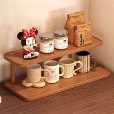 Jeritiji 高級多用途杯子展示架 2層 40cm, 棕色, 1個