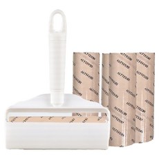 ALTTEURI 基本款手持式強力除塵滾輪 + 收納盒 + 膠帶5入組 白色, 1套