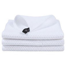 Tradeway 附掛環優質純棉鬆餅格抹布 白色, 3個