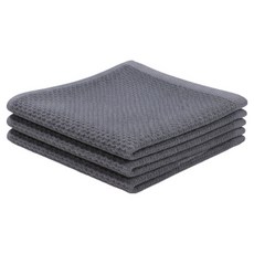 Tradeway 附掛環優質純棉鬆餅格紋抹布 灰色, 3個