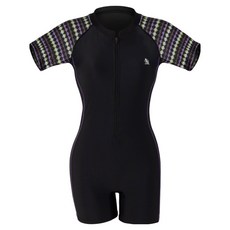 KOOGI ADVENTURE 女款半拉鍊短袖三分連身室內泳衣 KS-T8559