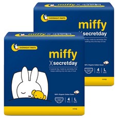 Secretday Miffy 聯名款有機純棉安睡褲, L, 4片, 2包