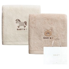베이비앤아이 소프트 밤부 목욕타올 2종 + 선물상자 세트, 포니, 고미 베이지, 1세트