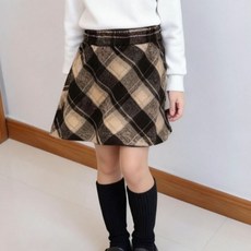 Youvly 兒童Chekit冬季格紋內建安全褲加厚迷你裙