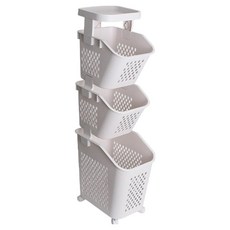 HICKIES 三層網眼縫隙移動式超薄洗衣籃, 白色
