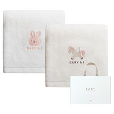 BABY&I 柔軟竹纖維浴巾2件組 + 禮盒組, 獨角獸, 邦尼, 1套