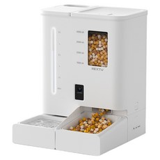 넥스트유 펫지니 올인원 반려묘 반려견 스마트캠 일체형 자동 급식기 급수기, 화이트, 1개