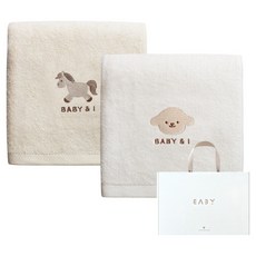 베이비앤아이 소프트 밤부 목욕타올 2종 + 선물상자 세트, 포니, 뭉이, 1세트