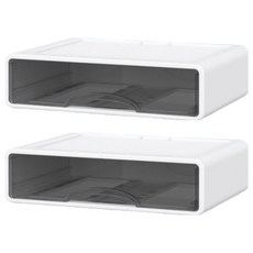J-Home 抽屜式辦公室書桌收納保管整理盒 大型 2入, 純白色, 1層