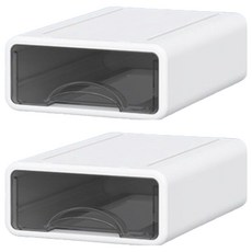 J.Home 抽屜式辦公室書桌收納保管整理盒 小型 2入, 純白色, 1層