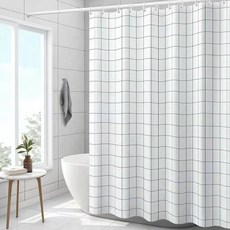 바코젤 방수 샤워 커튼, 체크무늬 화이트계열, 1개