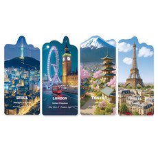 마음담아 반투명 PET 감성 책갈피 랜드마크 북마크 4p, 혼합색상, 1개