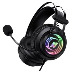 nexi 虛擬7.1聲道 RGB 降噪麥克風 超輕量 USB LED 有線 電競耳機麥克風 NX1572, 黑色, NX-X80