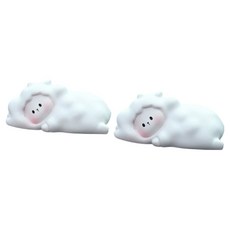 躺姿動物迷你公仔 羊 混合顏色 4.1cm, 2個