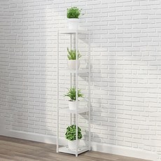 Living On Home 多用途花盆整理架 客廳 陽臺 花盆架 方形 29 x 29 x 138 cm, 白色, 4層