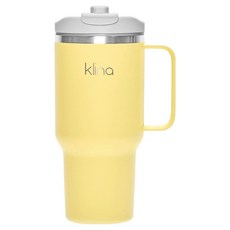 클리나 뉴원더 보온보냉 빨대 손잡이 차량용 대용량 텀블러, 옐로우, 900ml, 1개