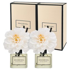 시즈넬 차량용 플라워 디퓨저 50ml + 지니아꽃 화이트색 선물 세트, 2세트, 블랙체리