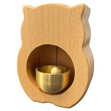 恩熙魔法 木質磁吸式玄關門鈴, 木紋貓咪