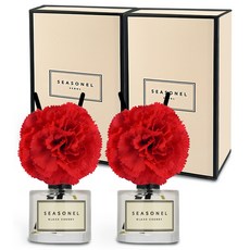 시즈넬 차량용 카네이션 플라워 디퓨저 50ml 선물 세트, 2세트, 블랙체리 향