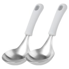 IYN Daygel 好用不鏽鋼分食盤湯勺, 淺灰色, 2個