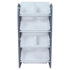 UNiPLAY 兒童用品收納 玩具收納架 含收納桶6個 UB45512, 白色 + 灰色, 1套