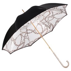 PASOTTI 女士奢華鏈條印花雙層佈施華洛世奇裝飾彎柄手動傘 WX759D35
