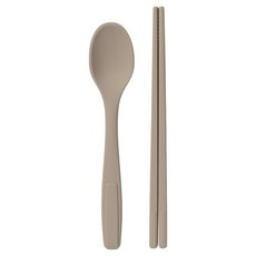 키친팩토리 파스텔 실리콘 어린이 수저세트, 샌드베이지, 1세트, 숟가락 + 젓가락