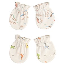 with organic 新生兒用有機防抓手套 雙手穿戴 2件組