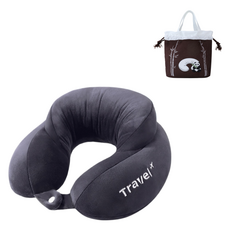 XTER 舒適U型便攜旅行頸枕 + 便攜袋套組, 深灰色
