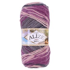 alize 부르쿰바틱 뜨개실, 1986 퍼플 + 그레이, 1개