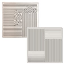 모나코올리브 스크래치 방지 다용도 세탁 건조기 매트 2종 세트, 플로우라인, 스퀘어라인