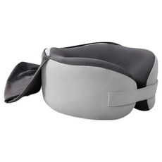 QLZHS 記憶棉連帽遮光頸枕/U型飛機枕/可拆洗護頸午睡枕/車用遮光面罩頭枕, 灰色