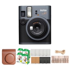 FUJIFILM 富士 instax 即時相機 + 棕色專用相機包 + mini底片 80張 + 紙相框 隨機出貨 + 木製裝飾組 mini 41, 1套